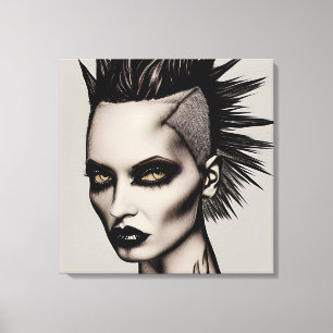 Fierce Frau in Mohawk und Piercings Gothic Punk Leinwanddruck