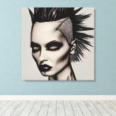 Fierce Frau in Mohawk und Piercings Gothic Punk Leinwanddruck (Insitu (Holzboden))