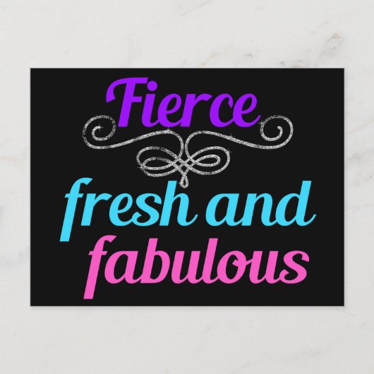 Fierce Fresh Fabulous Fun Confident Diva Quote Postkarte (Vorderseite)