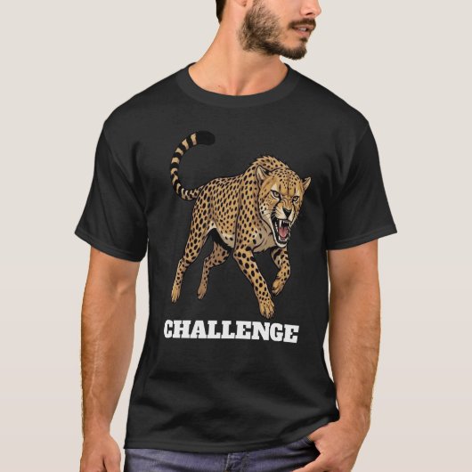 Fierce Gepard Challenge Sport-Maskottchen T-Shirt (Vorderseite)