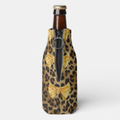 Fierce Girly Leopard Print & Glittering Gold Bow Flaschenkühler (Flasche Rückseite)