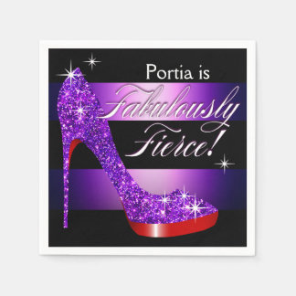 Fierce Glittery Stiletto Stripe lila Serviette