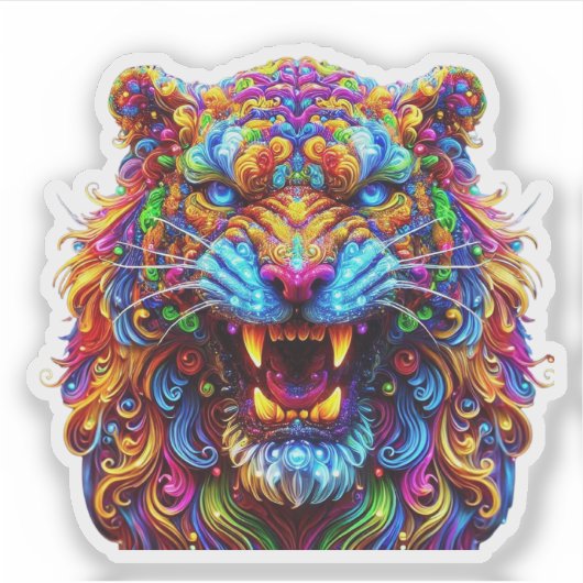 Fierce Glows Tiger Aufkleber (Vorderseite)