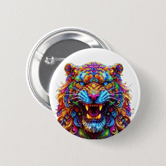 Fierce Glows Tiger Button (Vorne & Hinten)