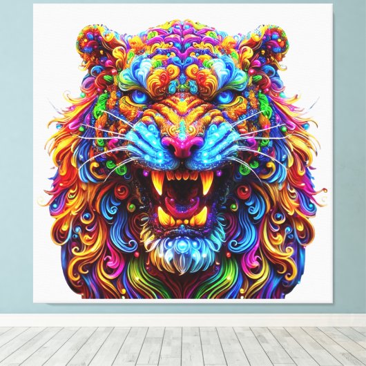 Fierce Glows Tiger Leinwanddruck (Insitu (Holzboden))