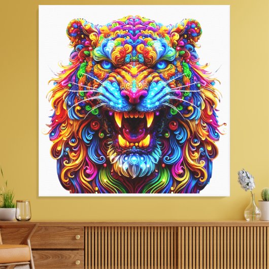 Fierce Glows Tiger Leinwanddruck (Insitu (Wohnzimmer))