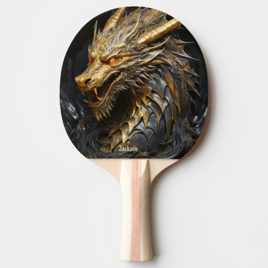 Fierce Gold Dragon Personalized Tischtennis Schläger (Vorderseite)