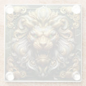 Fierce Golden Lion mit smaragdgrünen Akzenten Glasuntersetzer (Rückseite)