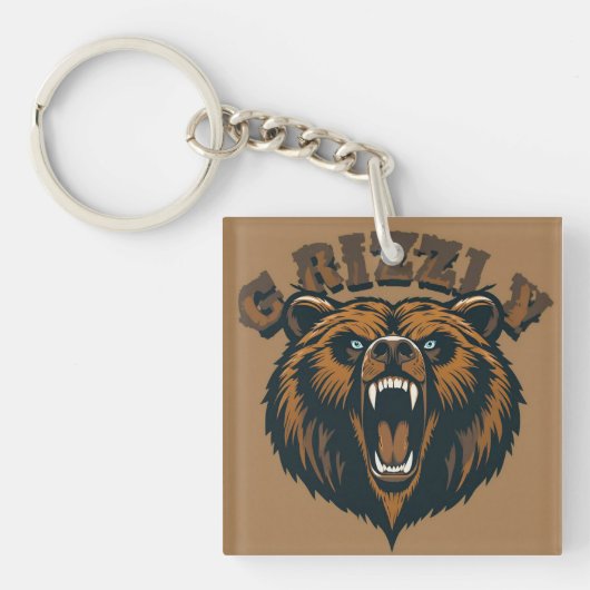 Fierce Grizzly Bar Head Schlüsselanhänger (Vorderseite)