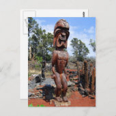 Fierce Hawaiian Ki'i Skulptur Postkarte (Vorne/Hinten)