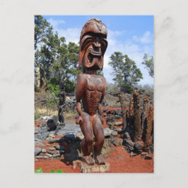 Fierce Hawaiian Ki'i Skulptur Postkarte