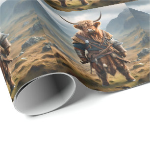 Fierce Highland Warrior: Das mutige Viking der Kuh Geschenkpapier