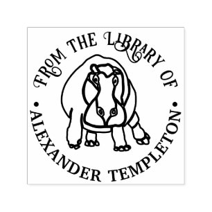 Fierce Hippopotamus Line Art Library Name Permastempel