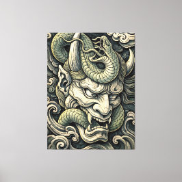 Fierce Horned Demon Serpent Storm Pop Art Leinwanddruck