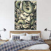 Fierce Horned Demon Serpent Storm Pop Art Leinwanddruck (Insitu (Schlafzimmer))