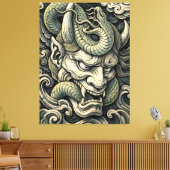 Fierce Horned Demon Serpent Storm Pop Art Leinwanddruck (Insitu (Wohnzimmer))