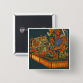 Fierce Kabuki Warriors – Japanese Woodblock Spirit Button (Vorne & Hinten)