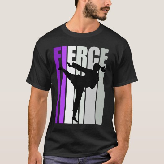 Fierce Karate Birthday farbenfrohe schwarze Gürtel T-Shirt (Vorderseite)