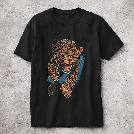 Fierce Leopard Big Cat Wildlife Art Animal T-Shirt