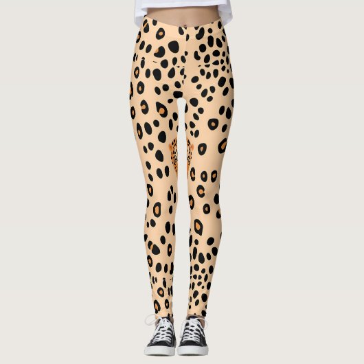 Fierce Leopard Face Print Leggings (Vorderseite)