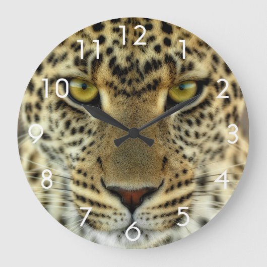 Fierce Leopard Große Wanduhr (Vorderseite)