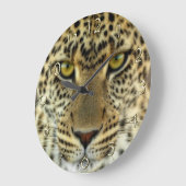 Fierce Leopard Große Wanduhr (Winkel)