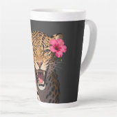 Fierce Leopard Pink Flower Keychain Milchtasse (Rechte Ecke)