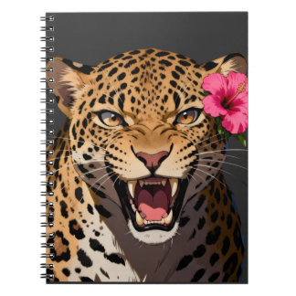 Fierce Leopard Pink Flower Notebook Notizblock