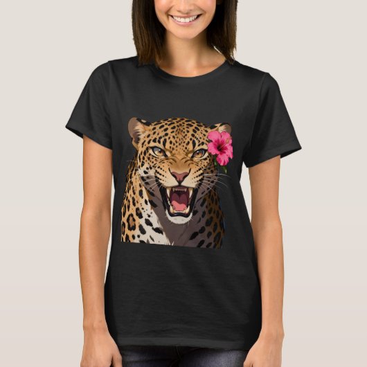 Fierce Leopard Pink Flower Shirt (Vorderseite)