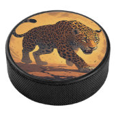 Fierce Leopard Prowling at Sunset Eishockey Puck (3/4)
