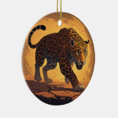 Fierce Leopard Prowling at Sunset Keramik Ornament (Rechts)