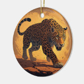 Fierce Leopard Prowling at Sunset Keramik Ornament (Links)