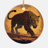 Fierce Leopard Prowling at Sunset Keramik Ornament (Hinten)
