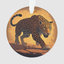 Fierce Leopard Prowling at Sunset Ornament