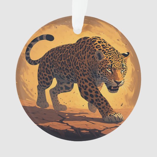 Fierce Leopard Prowling at Sunset Ornament (Vorderseite)