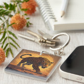 Fierce Leopard Prowling at Sunset Schlüsselanhänger (Vorderseite rechts)