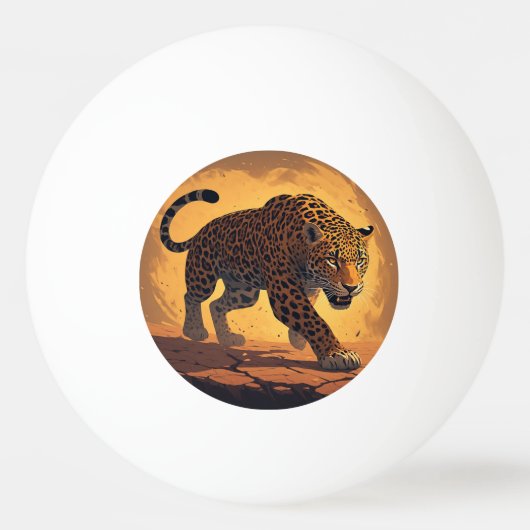 Fierce Leopard Prowling at Sunset Tischtennisball (Vorderseite)