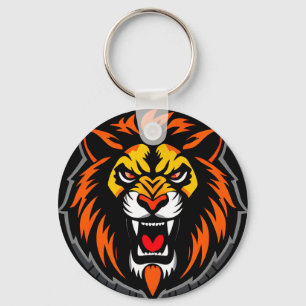 Fierce Lion Head Graphic Vibrant Schlüsselanhänger
