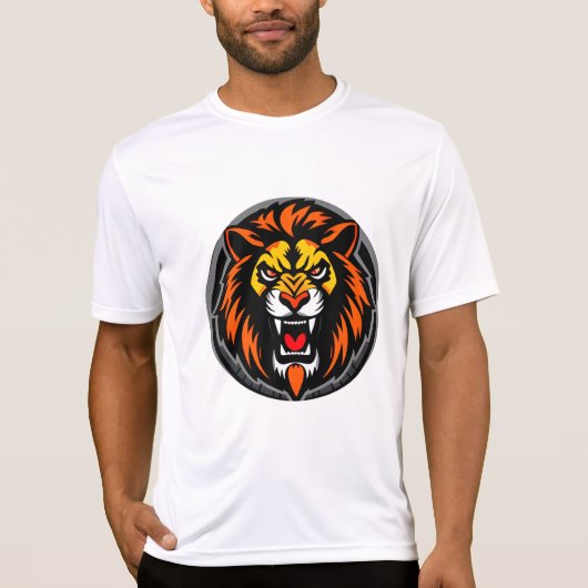 Fierce Lion Head Graphic Vibrant T-Shirt (Vorderseite)