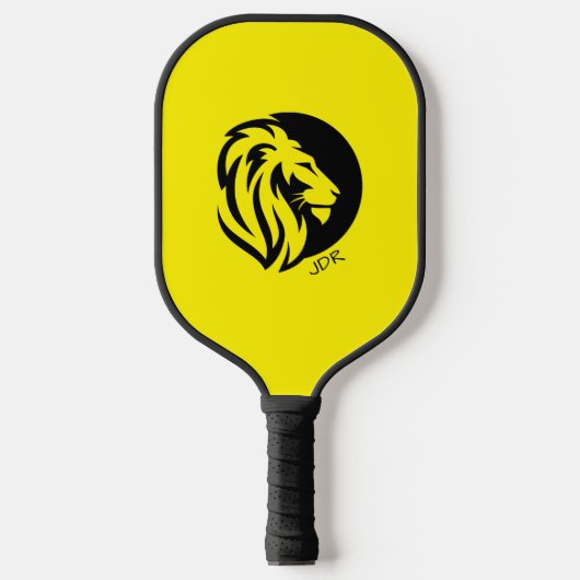 Fierce Lion Logo mit Ihren Monogramm-Initialen Pickleball Schläger (Vorderseite)