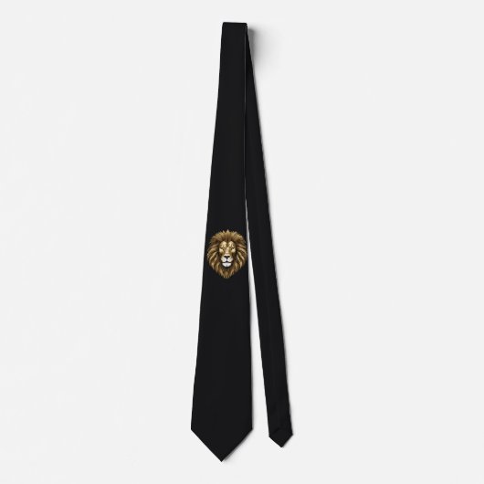 Fierce Lion über Black Necktie Krawatte (Vorderseite)