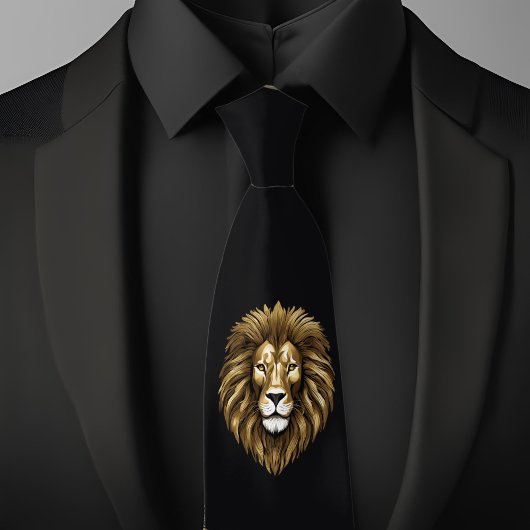 Fierce Lion über Black Necktie Krawatte