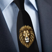 Fierce Lion über Black Necktie Krawatte