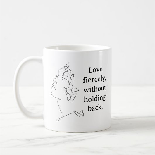 Fierce Love Butterfly Line Art Mug Kaffeetasse (Links)