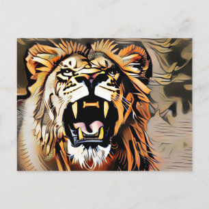 Fierce Majestic Lion - König der Tiere Postkarte