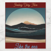 Fierce Minimalistisch Mont Beach Ocean Wave Logo Weinetikett (Einzelnes Label)