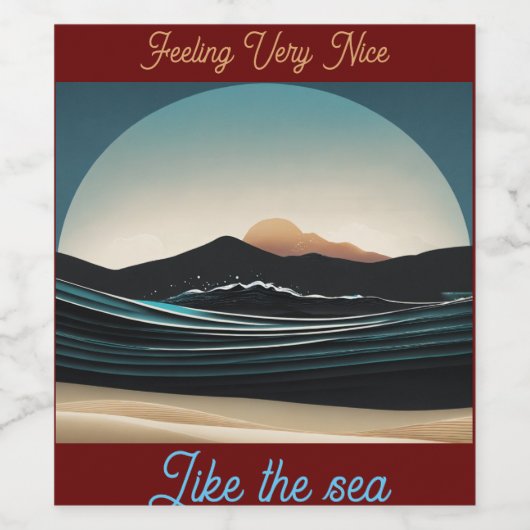 Fierce Minimalistisch Mont Beach Ocean Wave Logo Weinetikett (Einzelnes Label)