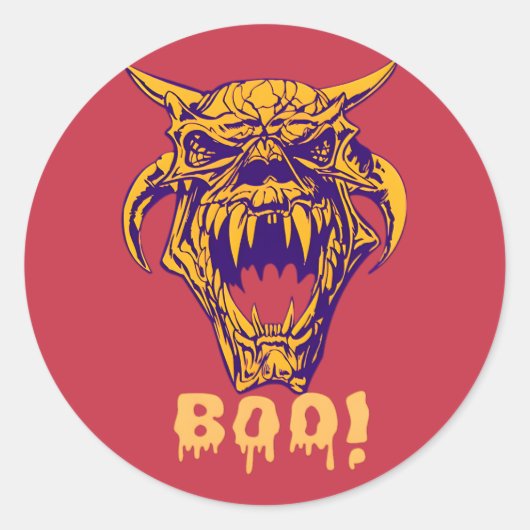 Fierce Monster BOO Halloween Beängstigende Designk Runder Aufkleber (Vorderseite)