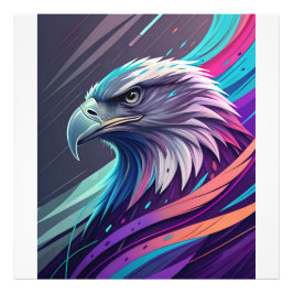 Fierce Neon Eagle — Stilisierter Kopf mit geometri Fotodruck