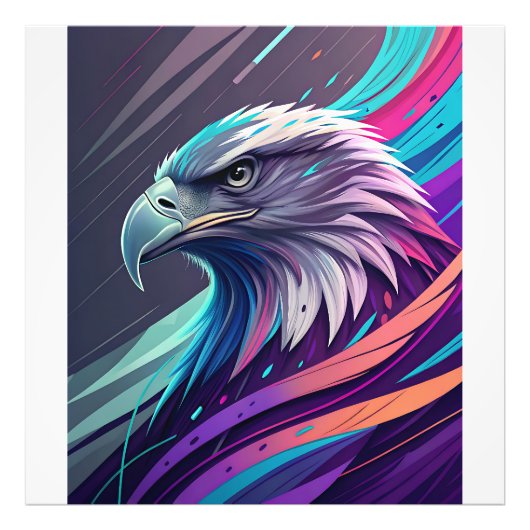 Fierce Neon Eagle — Stilisierter Kopf mit geometri Fotodruck (Vorne)